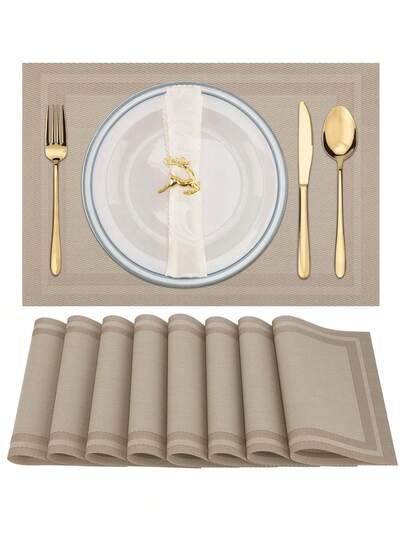 4pcs/6pcs Plastic Place Mats, Western Style Square Table Mats, Dining & Kitchen Bowl Mat