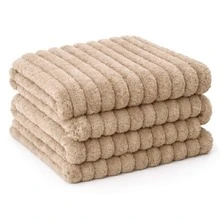 GOLDCASA Double Bed Blanket With Ribbed Relief, 200 X 180 Cm, Various Colors, Hypoallergenic - Beige - View 1