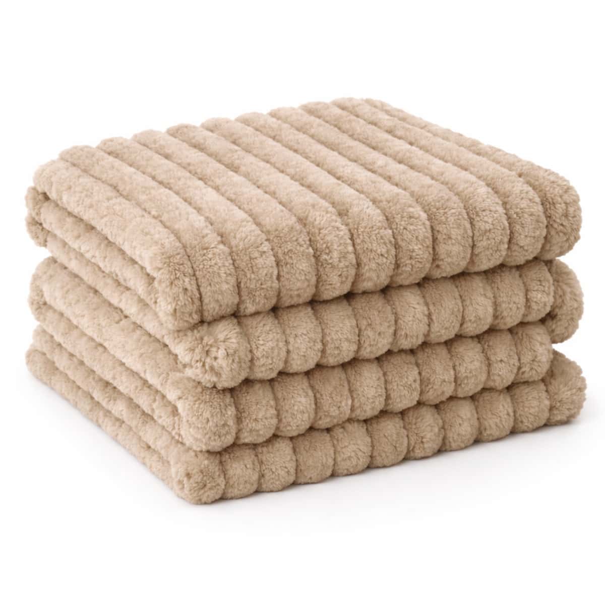 GOLDCASA Double Bed Blanket With Ribbed Relief, 200 X 180 Cm, Various Colors, Hypoallergenic - Beige - View 1