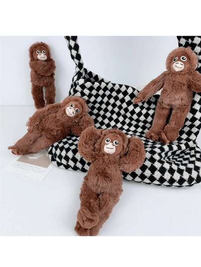 1pc Plush Monkey Squeeze Foam Keychain - Cute Realistic Plush Pendant, Slow Rebound Soft, Suitable For Bag, Backpack, Car Key Decoration, Adult Gift