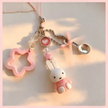 MIFFY 1个米菲甜美酷炫串珠情侣钥匙扣/包包挂饰，节日毕业教师节礼物生日礼物母亲节礼物节日必备毕业礼物可爱钥匙圈配件钥匙链 - 彩色 - 查看 3