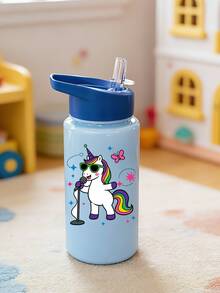 Customizable Name 500ml Kids Water Bottle With Straw Cartoon Unicorn Pattern For Girls Boys Back To School Leak-Proof Outdoor Sports Water Bottle - Multicolor - View 9