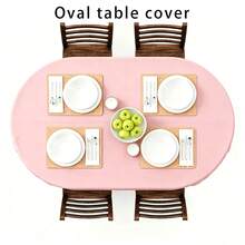 SUNFANS Black Polyester Oval Table Cover, Washable, Wrinkle-Resistant, Perfect For Dining & Kitchen Parties.Barbecue And Milk Tea Shops, Cafes, Birthday Parties, Party Table Accessories. Household Use, Christmas, Valentine's Day, And Thanksgiving. - Multicolor - View 9