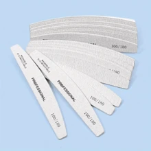 10Pcs Grey Half Moon Nail File Double-Sided Manicure File For Real Nail Shaping Manicure Nail File 100/180 Grit - Light Grey - View 2