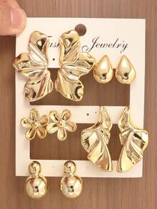 Bộ 2-10 đôi bông tai nữ hình bướm, giọt nước, cánh hoa, quả bầu bất đối xứng, phù hợp cho phong cách phóng khoáng, đi biển và tham dự lễ hội âm nhạc. - Nhiều màu - Xem 7