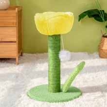1pc Tulip Shaped Sisal Rope Cat Scratching Post, Cat Toy & Scratcher - one-size - View 12