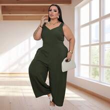 Plus Size Jumpsuit, Oversized Style For Women - Army Green - View 6