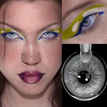 Lalens Sora 灰色美瞳，美瞳，黑色，1 副装 - 放大双眼，自然妆效，一年抛型，大直径 14.50mm，适合约会、美化双眼或日常派对佩戴 - Sora Gray - 查看 3