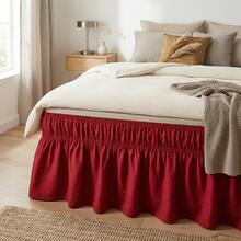Bed Skirt For Box Spring Bed With 2 Elastic Bands. Delicate, High Quality, Perfect Fit, Elegant, Durable. Available In Various Sizes. - Red - View 1