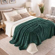 GOLDCASA Manta Cobertor Casal Relevo Canelado 200 x 180 Cm Varias Cores Antialérgica - Verde - Visão 3