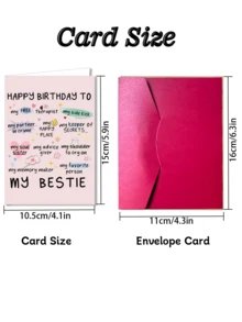 1pc Funny Birthday Card For Women, Sisters Or Best Friends - Humorous Friendship Card, Cute Birthday Gift For Best Friend, Niece Or Kindred Spirit - Single Piece - View 2