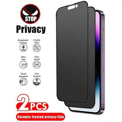 2pcs - Matte Privacy Screen Protector Film, Suitable For IPhone [Ceramic Soft Film], Compatible With IPhone 17 Pro Max/17/17 Pro/16/16 Plus/16 Pro/16 Pro Max/15/15 Pro/15 Plus/15 Pro Max/14/13/12/11. Birthday Gift, Privacy Screen Protector For Family And Friends.