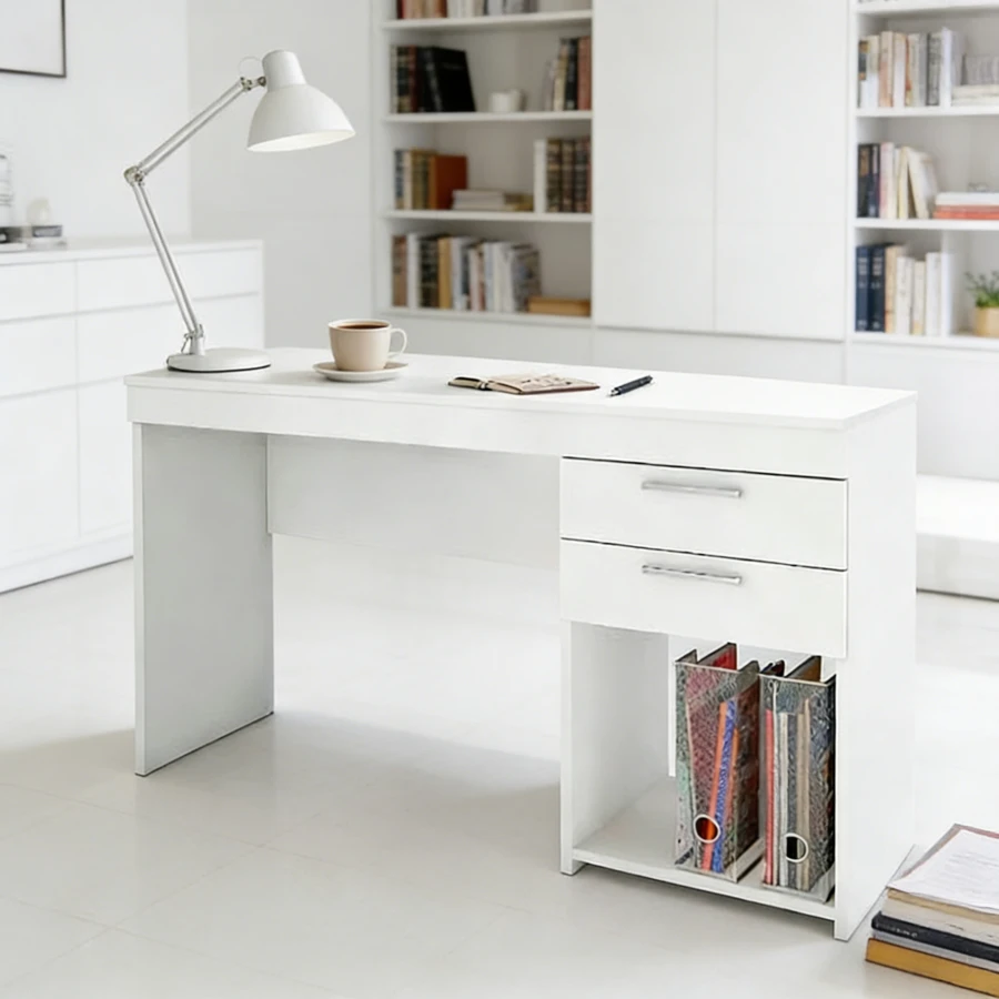 Escritorio de Oficina para Computadora - Mesa de Computadora para Oficina, Estudio y Domitorio - Blanco - Ver 1
