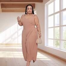 Plus Size Jumpsuit, Oversized Style For Women - Nude - View 3
