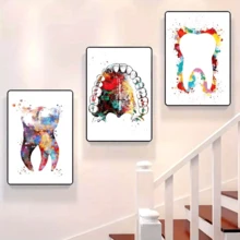 Bộ 3 tranh sơn dầu chủ đề Giải phẫu răng miệng và Hoa - Tranh poster cổ điển không khung độ phân giải cao, thích hợp trang trí nhà cửa, phòng ngủ, phòng khách, phòng tắm, hoặc có thể mua thêm khung tranh treo tường. - A - Xem 3