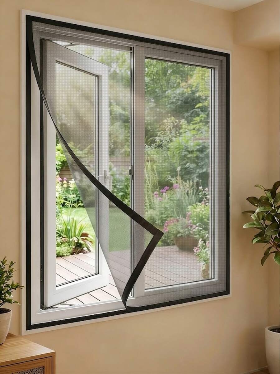 Self Adhesive Window Screen Mesh Kit, No Drill Easy Install Fly Insect Net, Removable Reusable Breathable Window Screen For Home, Kitchen, Bedroom, Living Room - Black Style - View 1
