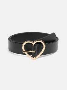 1pc Solid Color Casual PU (Polyurethane) Decorative Belt For Women, Heart-Shaped Buckle, Suitable For Daily Wear - A - View 18