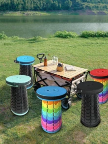 Sgabello pieghevole aggiornato, leggero ma più resistente, adatto per campeggio, pesca, escursionismo e attività all'aperto come barbecue. Sgabello da campeggio pieghevole e telescopico, compatto ma robusto, progettato specificamente per i viaggi all'aperto degli adulti. - Multicolore - Visualizzare 9