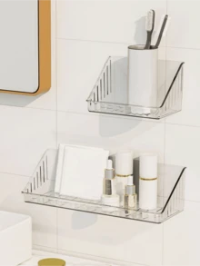 Kệ đựng đồ treo tường không cần khoan, giá kệ chống thấm nước, kệ điều chỉnh được, hộp đựng mỹ phẩm phòng tắm, tủ acrylic trong suốt, tiết kiệm không gian, chịu tải trọng cao. - Trong sáng - Xem 2