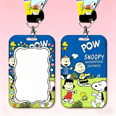  1 chiếc ví đựng thẻ hình Snoopy hoạt hình dễ thương, hộp đựng thẻ ID đa chức năng có dây đeo, bảo vệ thẻ xe buýt di động dành cho học sinh, nhân viên văn phòng, món quà hoàn hảo cho sinh nhật, ngày Valentine, ngày tựu trường.