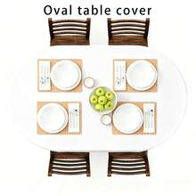SUNFANS Black Polyester Oval Table Cover, Washable, Wrinkle-Resistant, Perfect For Dining & Kitchen Parties.Barbecue And Milk Tea Shops, Cafes, Birthday Parties, Party Table Accessories. Household Use, Christmas, Valentine's Day, And Thanksgiving. - Multicolor - View 20