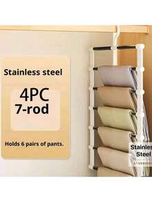 1/2pcs Magic Multi-Layer Hanger, Foldable Aluminum Alloy Pants Rack, Multi-Functional Pants Rack, Scarf, Closet Storage Rack, Suitable For Pants, Leggings, Scarves, Ties, Dorm, Closet, Storage Organization, Holiday Gift - Multicolor - View 16