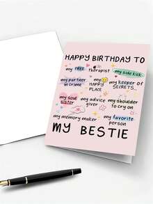 1pc Funny Birthday Card For Women, Sisters Or Best Friends - Humorous Friendship Card, Cute Birthday Gift For Best Friend, Niece Or Kindred Spirit - Single Piece - View 3