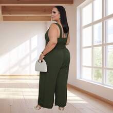 Plus Size Jumpsuit, Oversized Style For Women - Army Green - View 4