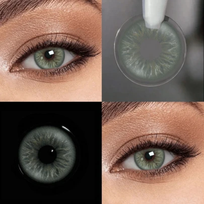  Lalens Bright Green Contact Lenses - 1 Pair, Natural Standout, Soft Gradient Color | Suitable For Graduation Ceremonies, Holidays, Daily Wear, Ideal For Eye Makeup, Perfect Companion For Travel, Outdoor Activities And Campus Events. 14.5mm, Annual Replacement. New Fashionable Bright Green Lens, Comes With A Lens Case, Suitable For Halloween, Cosplay And More.