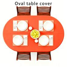 SUNFANS Black Polyester Oval Table Cover, Washable, Wrinkle-Resistant, Perfect For Dining & Kitchen Parties.Barbecue And Milk Tea Shops, Cafes, Birthday Parties, Party Table Accessories. Household Use, Christmas, Valentine's Day, And Thanksgiving. - Multicolor - View 13