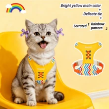 Dây dắt cho mèo con NIIPET dễ thương - Thiết kế dây đeo chống tuột, chất liệu lưới thoáng khí với lớp đệm mềm, dây dắt điều chỉnh được, không kéo giật, phù hợp cho mèo con. - Màu vàng - Xem 10