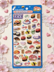 Adesivos de Selo 3D em Relevo de Comida Japonesa Sushi, Selo de Gota de Cristal Fofo de Shiba Inu e Panda, Perfeito para Decorar Planejador, Diário, Colagem, Capa de Telefone, Álbum de Fotos DIY e Presentes de Feriado - Multicolorido - Visão 12