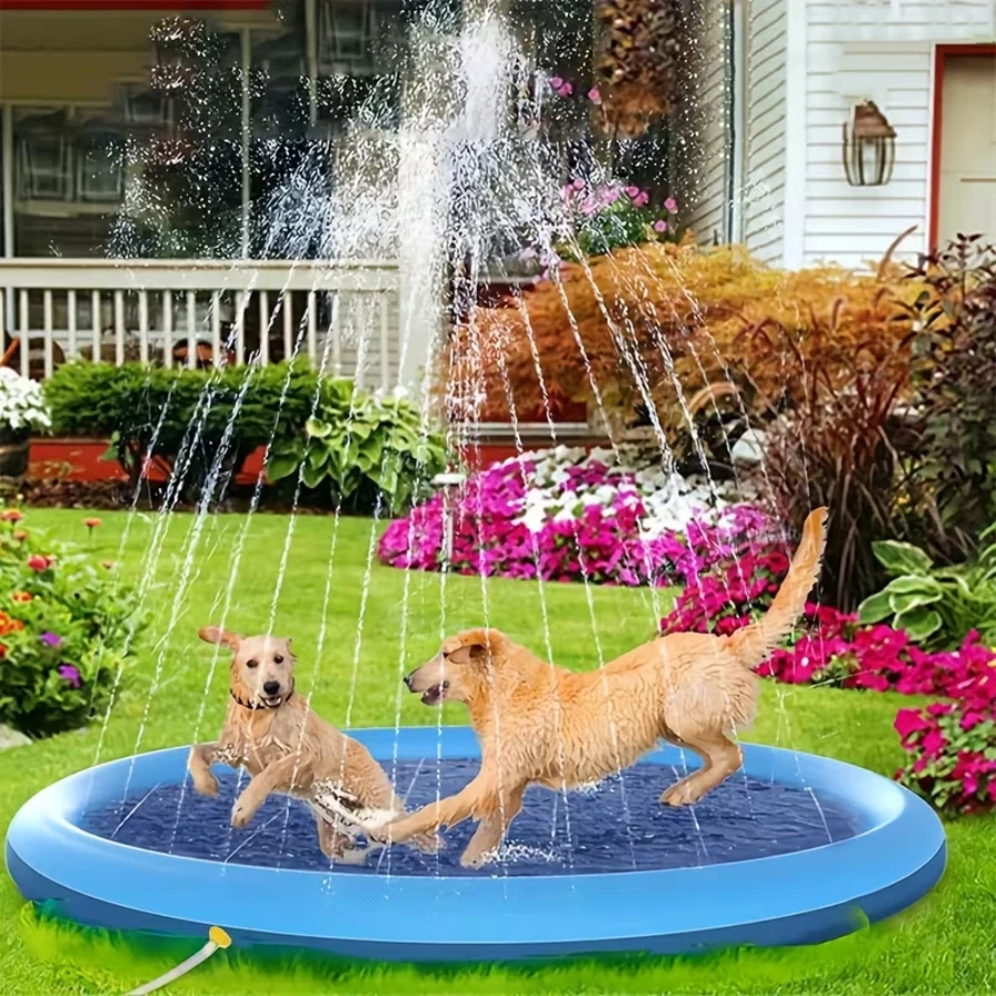 Extra-Thick Splash-Proof Mat For Large Dogs | 0.6mm Non-Slip, Durable Dog Water Fountain And Cooling Mat, Heavy-Duty Summer Outdoor Water Fountain, Suitable For Giant Breeds. - Màu xanh nhạt - Xem 1