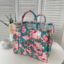 Large Capacity Fabric Storage Baskets Laundry Baskets With Easy Carry Handles Laundry Hampers - Blue Floral Print 800 - View 2