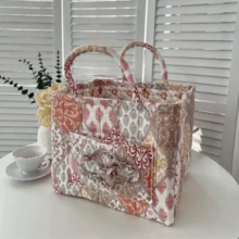 Large Capacity Fabric Storage Baskets Laundry Baskets With Easy Carry Handles Laundry Hampers - Brown Floral Pattern 8005 - View 1