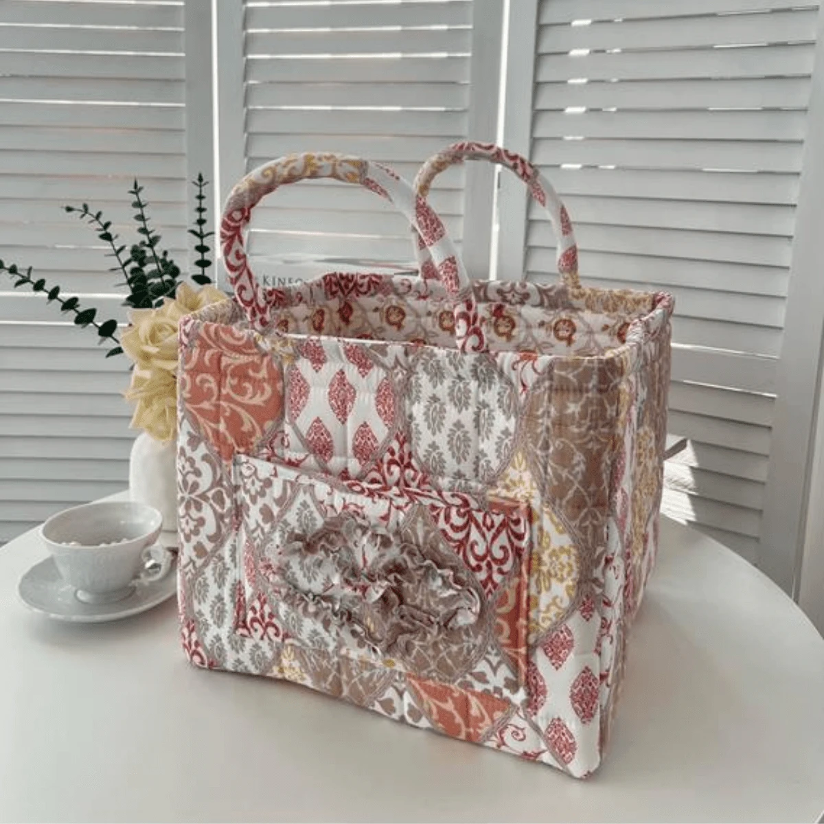 Large Capacity Fabric Storage Baskets Laundry Baskets With Easy Carry Handles Laundry Hampers - Brown Floral Pattern 8005 - View 1