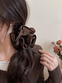 Elegantes coleteros de satén de gran tamaño, lazos para el cabello de seda sintética extra grandes adecuados para todo tipo de cabello, suaves y lujosos sujetadores de coleta, accesorios para el cabello retro para ocasiones casuales y formales, actividades al aire libre, vacaciones, viajes, accesorios de vestuario, regalos, festivales y cumpleaños - Multicolor - Ver 4