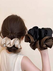 Elegantes coleteros de satén de gran tamaño, lazos para el cabello de seda sintética extra grandes adecuados para todo tipo de cabello, suaves y lujosos sujetadores de coleta, accesorios para el cabello retro para ocasiones casuales y formales, actividades al aire libre, vacaciones, viajes, accesorios de vestuario, regalos, festivales y cumpleaños - Multicolor - Ver 6