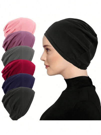 4/1 pieza Gorro de mujer suave y elástico, pañuelo de cabeza de algodón transpirable, cubrecabezas para pacientes de quimioterapia, cobertura de cabello para dormir, pañuelo de cabeza casual, para verano, playa, sombrero