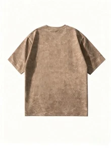 Camiseta de manga corta suelta y lavada para mujer | Diseño exquisito | Esencial de verano | Fácil de combinar | Muestra tu estilo - Marrón - Ver 5