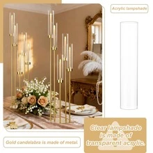 4pcs Metal Candelabra Tall Floor Candle Holder With Acrylic Lampshade For Wedding Table Centerpieces ,39.4'' Tall Gold Floor Candelabra Candlesticks Holder For Birthday Party Mother's Day Gift Home Decoration Event Decor - Vàng (4 miếng) - Xem 5