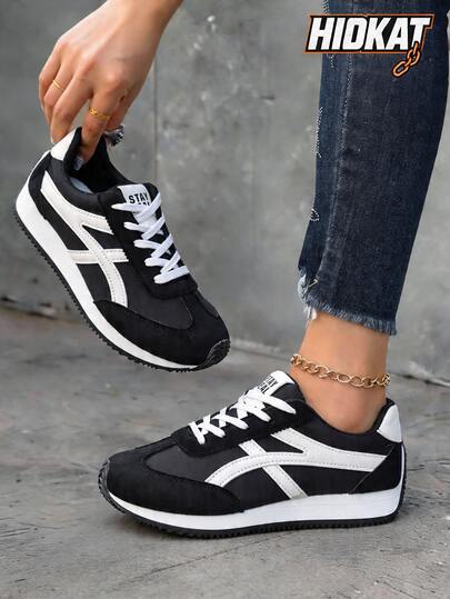 Hidkat 1双黑色户外运动鞋，女士轻便休闲跑步鞋，适合春夏穿着