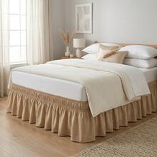 Bed Skirt For Box Spring Bed With 2 Elastic Bands. Delicate, High Quality, Perfect Fit, Elegant, Durable. Available In Various Sizes. - ALLOW - View 1