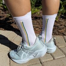 Adult Polyamide Running Socks With 3D Cuff, Breathable, Thermal Comfort, High Performance, Spinning, Cycling - White Cup - View 4