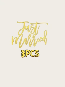 3件組金色壓克力「Just Married」蛋糕裝飾插牌，適合婚禮、新娘派對、訂婚和週年紀念，適用於甜點與烘焙，新娘派對必備亮眼裝飾 - C - 查看 7