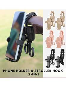 1 pieza Soporte universal negro para teléfono de cochecito de bebé, brazo ajustable y giratorio 360°, adecuado para bicicleta/silla de ruedas/scooter/andador, soporte de navegación para actividades al aire libre, accesorio de soporte de teléfono para múltiples escenarios - Multicolor - Ver 1