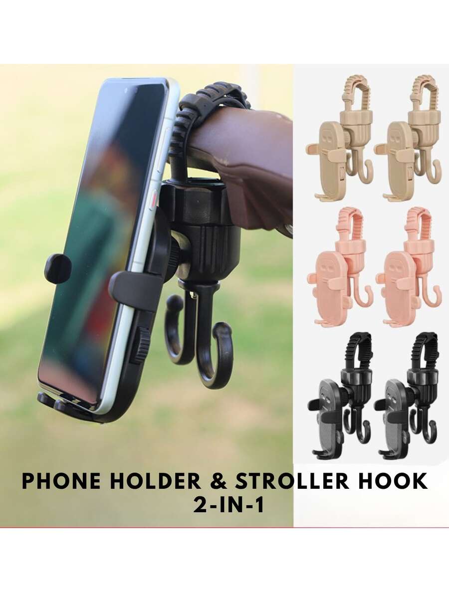 1 pieza Soporte universal negro para teléfono de cochecito de bebé, brazo ajustable y giratorio 360°, adecuado para bicicleta/silla de ruedas/scooter/andador, soporte de navegación para actividades al aire libre, accesorio de soporte de teléfono para múltiples escenarios - Multicolor - Ver 1