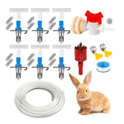 Hệ thống cấp nước tự động cho thỏ màu xanh dương, bộ dụng cụ cấp nước cho thỏ, cấp nước bằng trọng lực.