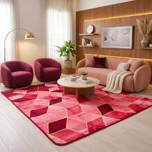 Flannel Rug 2.00x1.50 Non-Slip Soft Shaggy Geometric Modern For Living Room Bedroom - CHERRY HÌNH HỌC - Xem 1