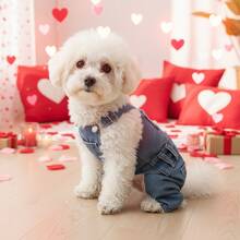 (Check The Size Chart Before Ordering) New Style Breathable Pet Overalls,Comfortable And Cute Dog Jumpsuits, Pet Clothing For Dachshunds And French Bulldogs, Halloween Puppy Funny Role Play Costume Suitable For Small Dogs - 藍色 - 查看 6